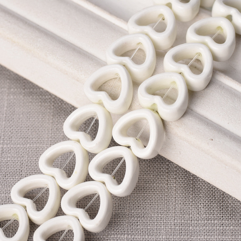 10 tk õõnsa südame kujuga 13,5 mm keraamilised portselanist lahtised helmed ehete tegemiseks isetegemise käsitöö leiud