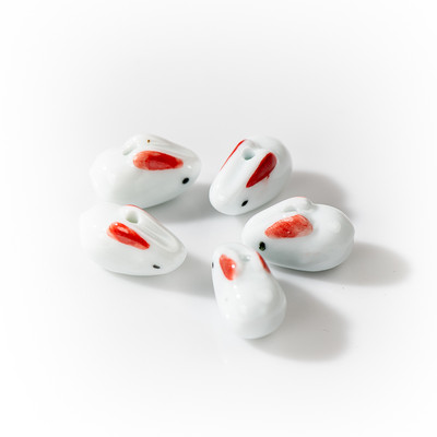 26#5pcs Ručno oslikane zečeve grnčarske perle Crtani apstraktni crteži životinja Poseban keramički privjesak Nakit Ogrlica #XN1031