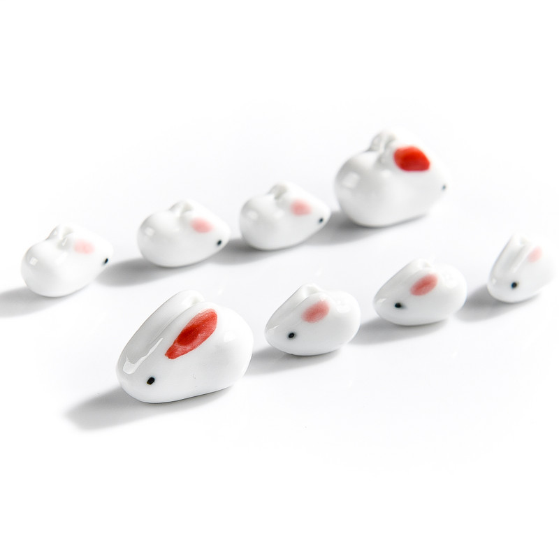 26#5pcs Ručno oslikane zečeve grnčarske perle Crtani apstraktni crteži životinja Poseban keramički privjesak Nakit Ogrlica #XN1031