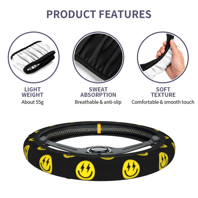 Smile Face Carcase Volan Auto 38cm Anti-alunecare Smiling Auto Volan Protector Auto-styling Accesorii Auto