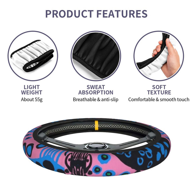 Automobilio vairo dangtis Yayoi Kusama violetinis elastinis polka pop estetinis pynimas ant vairo dangtelio Automobilių priedai