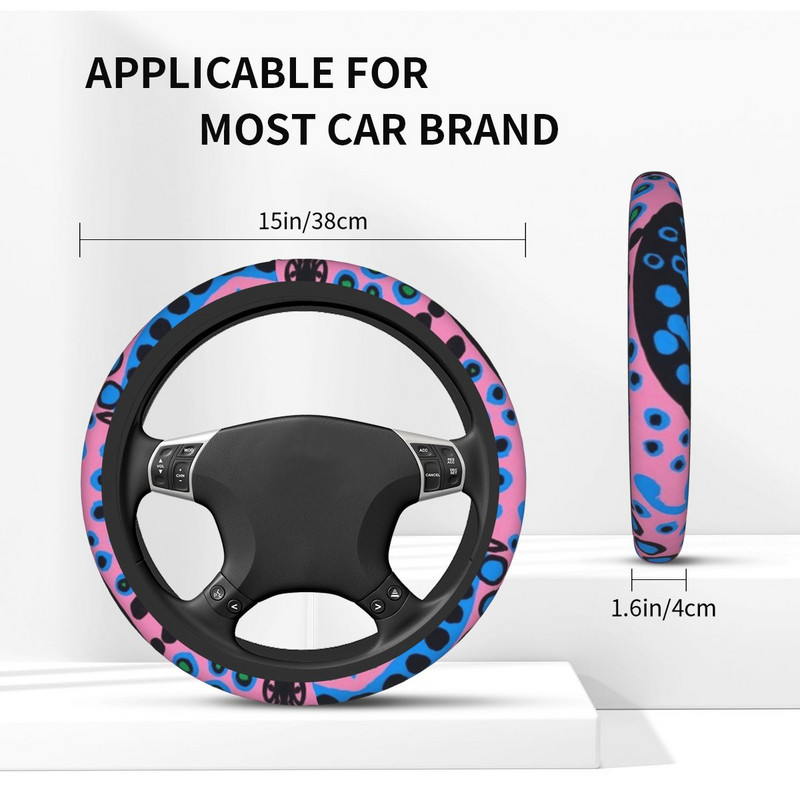 Automobilio vairo dangtis Yayoi Kusama violetinis elastinis polka pop estetinis pynimas ant vairo dangtelio Automobilių priedai