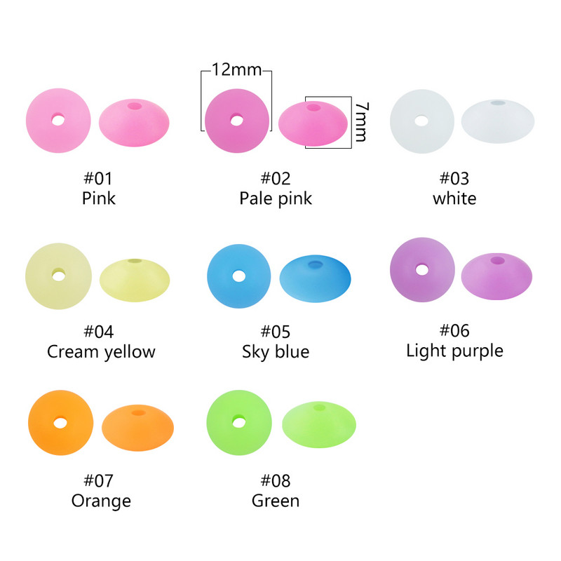 50 tk 12 mm helendavad silikoonist läätsehelmed, mis helendavad pimedas lahtised vahehelmed, DIY käevõru kaelakee ehete valmistamiseks