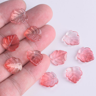 10 komada zelenih listova u obliku 14x15 mm, ručno rađenih privjesaka od staklenih latica od lampworka, labavih perli za izradu nakita DIY rukotvorina