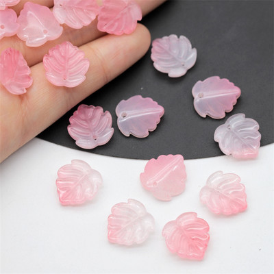 10 komada zelenih listova u obliku 14x15 mm, ručno rađenih privjesaka od staklenih latica od lampworka, labavih perli za izradu nakita DIY rukotvorina