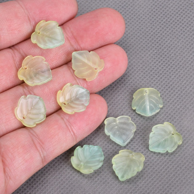 10 komada zelenih listova u obliku 14x15 mm, ručno rađenih privjesaka od staklenih latica od lampworka, labavih perli za izradu nakita DIY rukotvorina