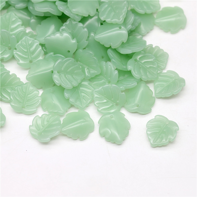 10 komada zelenih listova u obliku 14x15 mm, ručno rađenih privjesaka od staklenih latica od lampworka, labavih perli za izradu nakita DIY rukotvorina