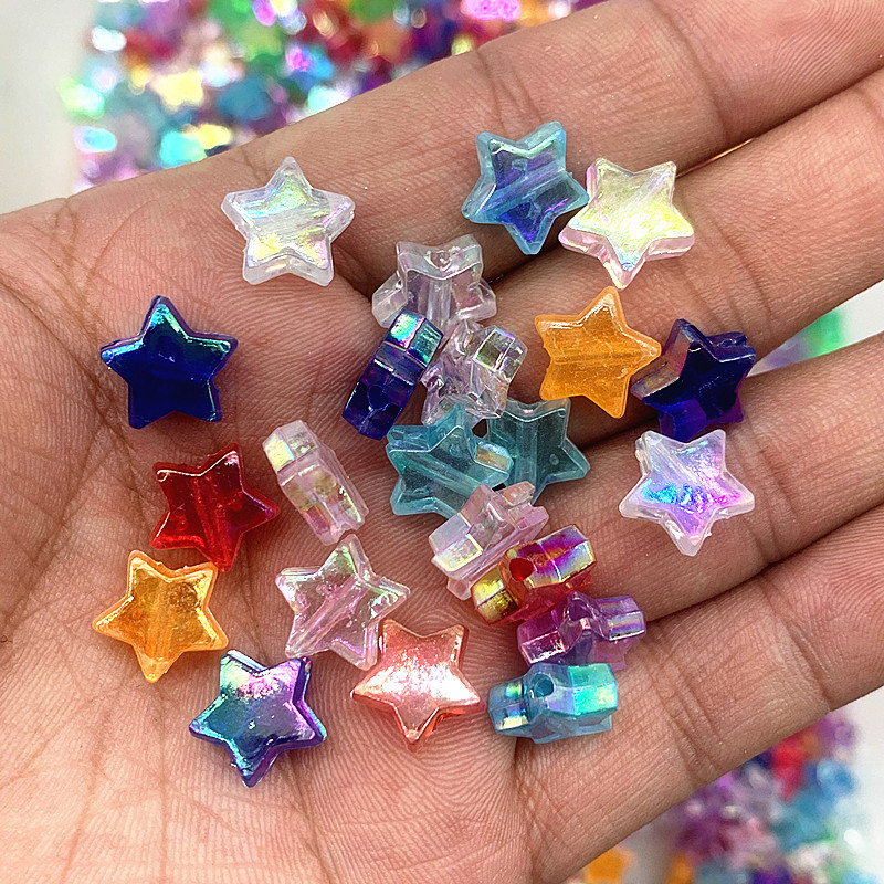 50 τμχ Διαφανές χρώμα 11 χιλιοστών Ακρυλικές χάντρες με αστέρια με πέντε άκρες Χαλαρές χάντρες για κοσμήματα που κατασκευάζουν DIY αξεσουάρ βραχιολιών