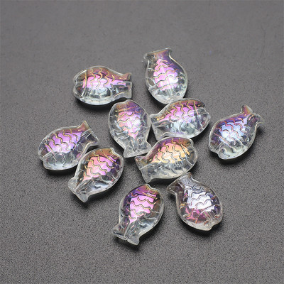 30 vnt. / siunta 10 * 14 mm Magic Color Maži Žuvies karoliukai Charms Stiklo tarpiklis Laisvi karoliukai papuošalams Gaminti pasidaryk pats apyrankių priedai