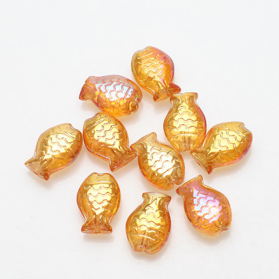 30 vnt. / siunta 10 * 14 mm Magic Color Maži Žuvies karoliukai Charms Stiklo tarpiklis Laisvi karoliukai papuošalams Gaminti pasidaryk pats apyrankių priedai