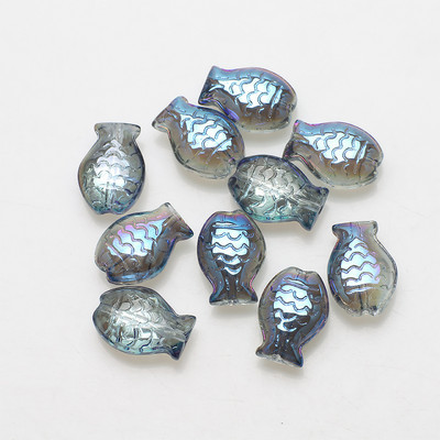 30 vnt. / siunta 10 * 14 mm Magic Color Maži Žuvies karoliukai Charms Stiklo tarpiklis Laisvi karoliukai papuošalams Gaminti pasidaryk pats apyrankių priedai