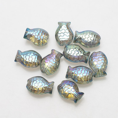 30 vnt. / siunta 10 * 14 mm Magic Color Maži Žuvies karoliukai Charms Stiklo tarpiklis Laisvi karoliukai papuošalams Gaminti pasidaryk pats apyrankių priedai