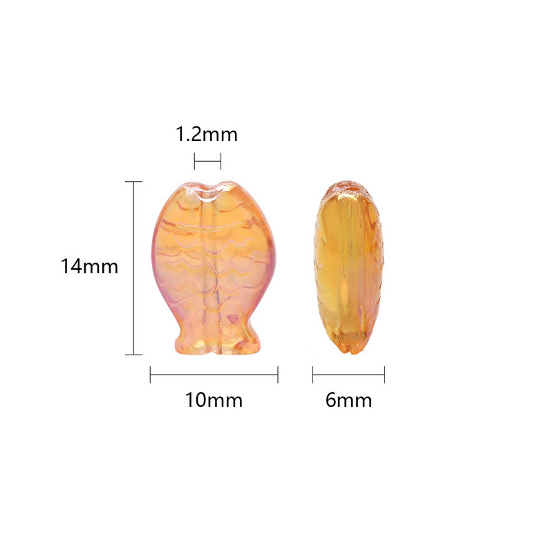 30 vnt. / siunta 10 * 14 mm Magic Color Maži Žuvies karoliukai Charms Stiklo tarpiklis Laisvi karoliukai papuošalams Gaminti pasidaryk pats apyrankių priedai