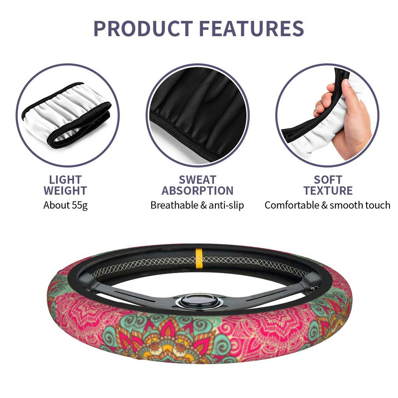 India Mandala auto rooli kate 38 cm libisemisvastane Bohemian rooliratta kaitsekate Elastische Auto autotarvikud