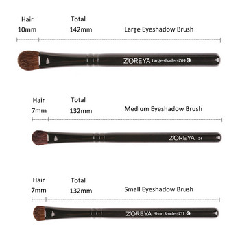 Zoreya Black Animal Pony Hair Eye Shadow Makeup Brushes Large Small Eye Brow Make Up Brush CosmeticTBeauty Kit Инструменти на едро