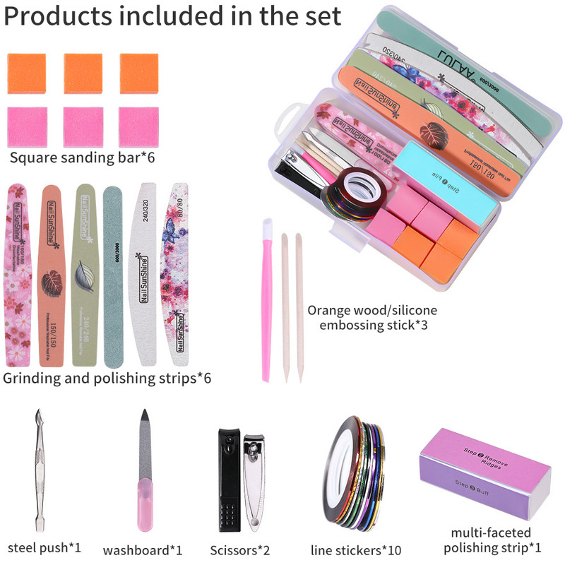 CNHIDS Profesionalūs Nagų rinkiniai Rinkiniai Manikiūro Įrankiai Poliravimas Nagų Dilelių Blokas Dead Skin Šlifuoklis Manikiūro Slaugos Priedai