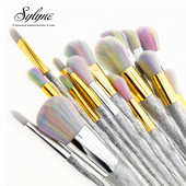 Sylyne makiažo šepetėlių rinkinys 5 vnt vienaragio vaivorykštės veido ir akių profesionalių makiažo šepetėlių rinkinys.