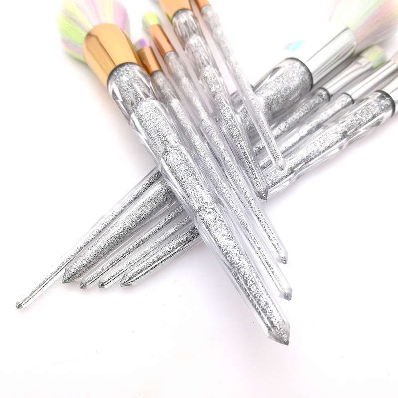 Sylyne makiažo šepetėlių rinkinys 5 vnt vienaragio vaivorykštės veido ir akių profesionalių makiažo šepetėlių rinkinys.