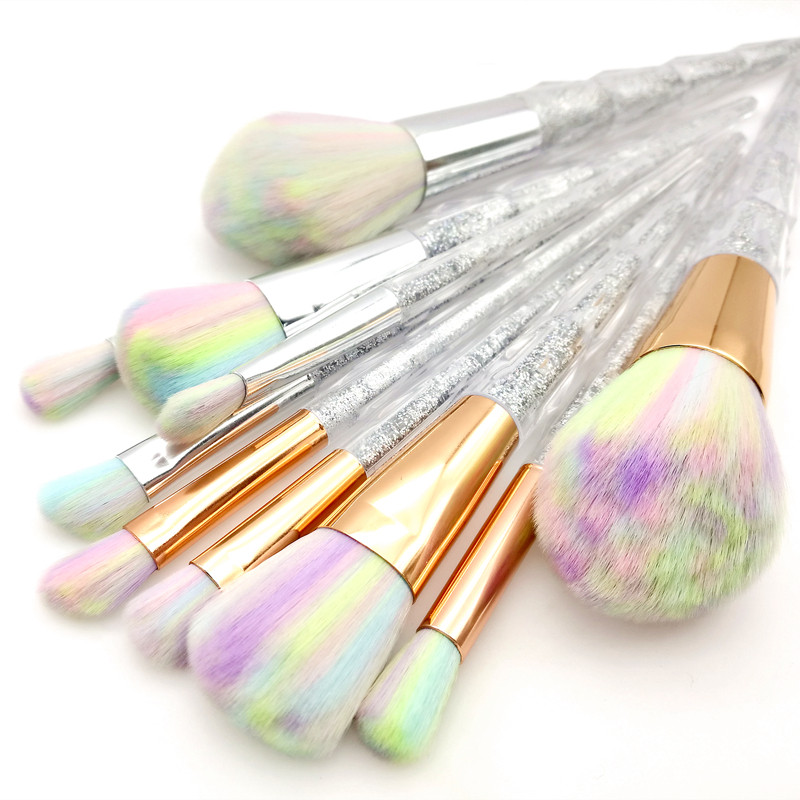 Sylyne makiažo šepetėlių rinkinys 5 vnt vienaragio vaivorykštės veido ir akių profesionalių makiažo šepetėlių rinkinys.