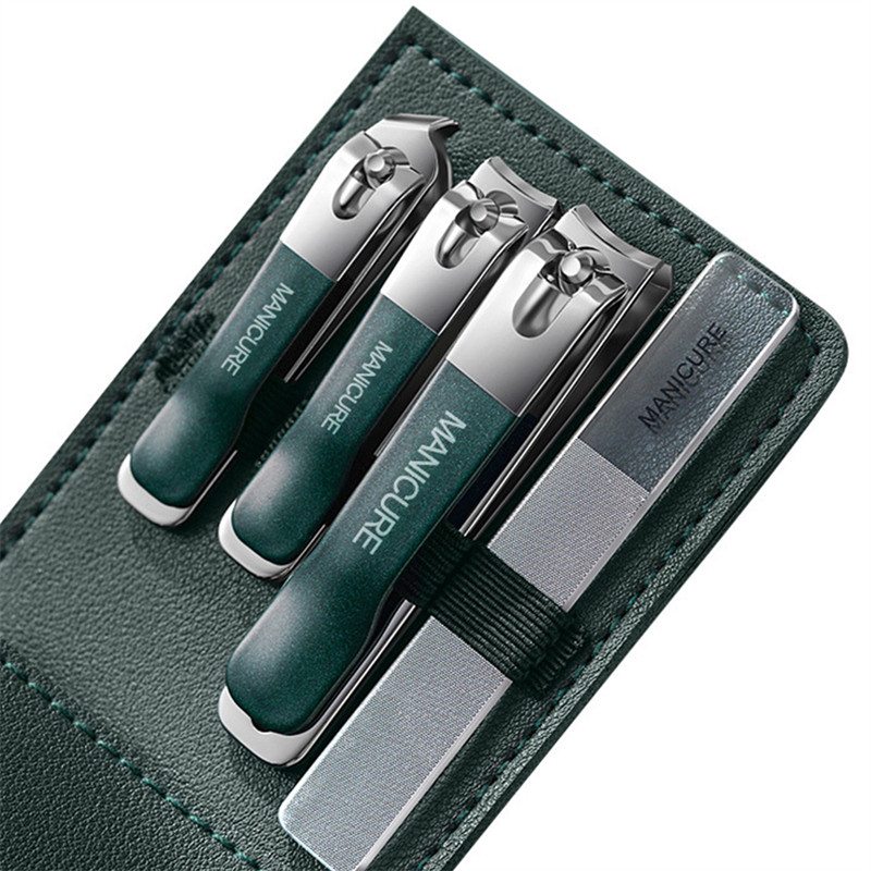 Uus maniküürikomplekt, lõigatud küüned kaldküünelõikuriga küüneviilikomplekt meeste ja naiste isikuhooldusvahendid volditud nahkpakendiga