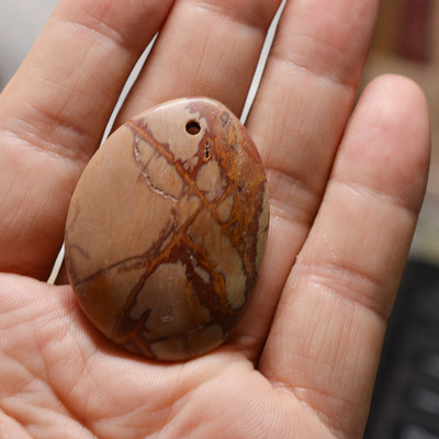 FLTMRH 1τμχ Φυσική Πέτρα Οβάλ Κολιέ με πέτρα από μουστάρδα Γούρια Κρεμαστό κόσμημα Κατασκευή DIY Μέγεθος κολιέ