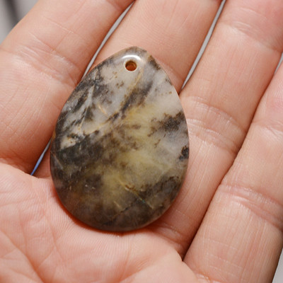 FLTMRH 1τμχ Φυσική Πέτρα Οβάλ Κολιέ με πέτρα από μουστάρδα Γούρια Κρεμαστό κόσμημα Κατασκευή DIY Μέγεθος κολιέ