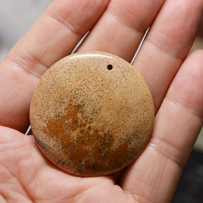 FLTMRH 1τμχ Φυσική Πέτρα Οβάλ Κολιέ με πέτρα από μουστάρδα Γούρια Κρεμαστό κόσμημα Κατασκευή DIY Μέγεθος κολιέ