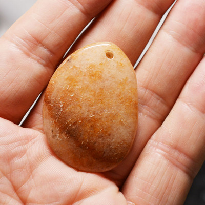 FLTMRH 1τμχ Φυσική Πέτρα Οβάλ Κολιέ με πέτρα από μουστάρδα Γούρια Κρεμαστό κόσμημα Κατασκευή DIY Μέγεθος κολιέ