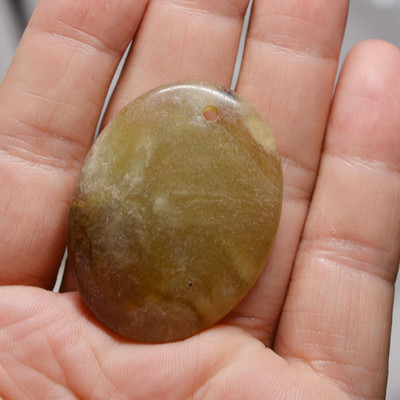 FLTMRH 1τμχ Φυσική Πέτρα Οβάλ Κολιέ με πέτρα από μουστάρδα Γούρια Κρεμαστό κόσμημα Κατασκευή DIY Μέγεθος κολιέ