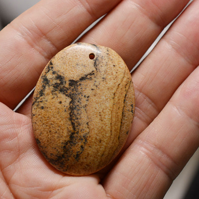 FLTMRH 1τμχ Φυσική Πέτρα Οβάλ Κολιέ με πέτρα από μουστάρδα Γούρια Κρεμαστό κόσμημα Κατασκευή DIY Μέγεθος κολιέ