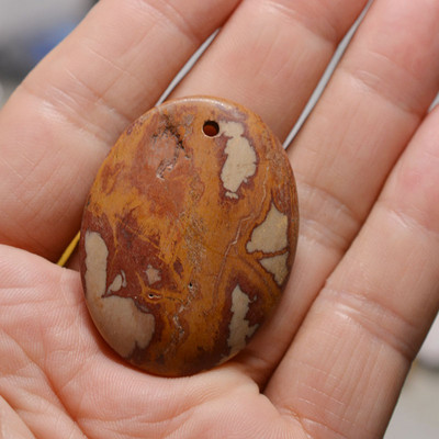 FLTMRH 1τμχ Φυσική Πέτρα Οβάλ Κολιέ με πέτρα από μουστάρδα Γούρια Κρεμαστό κόσμημα Κατασκευή DIY Μέγεθος κολιέ