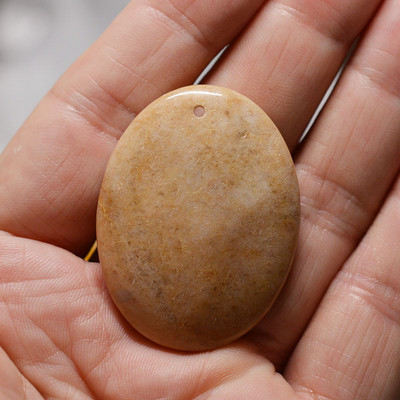 FLTMRH 1τμχ Φυσική Πέτρα Οβάλ Κολιέ με πέτρα από μουστάρδα Γούρια Κρεμαστό κόσμημα Κατασκευή DIY Μέγεθος κολιέ