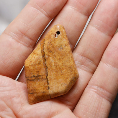 FLTMRH 1τμχ Φυσική Πέτρα Οβάλ Κολιέ με πέτρα από μουστάρδα Γούρια Κρεμαστό κόσμημα Κατασκευή DIY Μέγεθος κολιέ