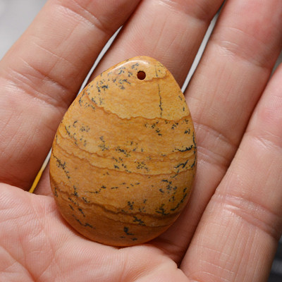 FLTMRH 1τμχ Φυσική Πέτρα Οβάλ Κολιέ με πέτρα από μουστάρδα Γούρια Κρεμαστό κόσμημα Κατασκευή DIY Μέγεθος κολιέ