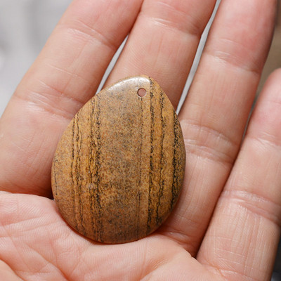 FLTMRH 1τμχ Φυσική Πέτρα Οβάλ Κολιέ με πέτρα από μουστάρδα Γούρια Κρεμαστό κόσμημα Κατασκευή DIY Μέγεθος κολιέ