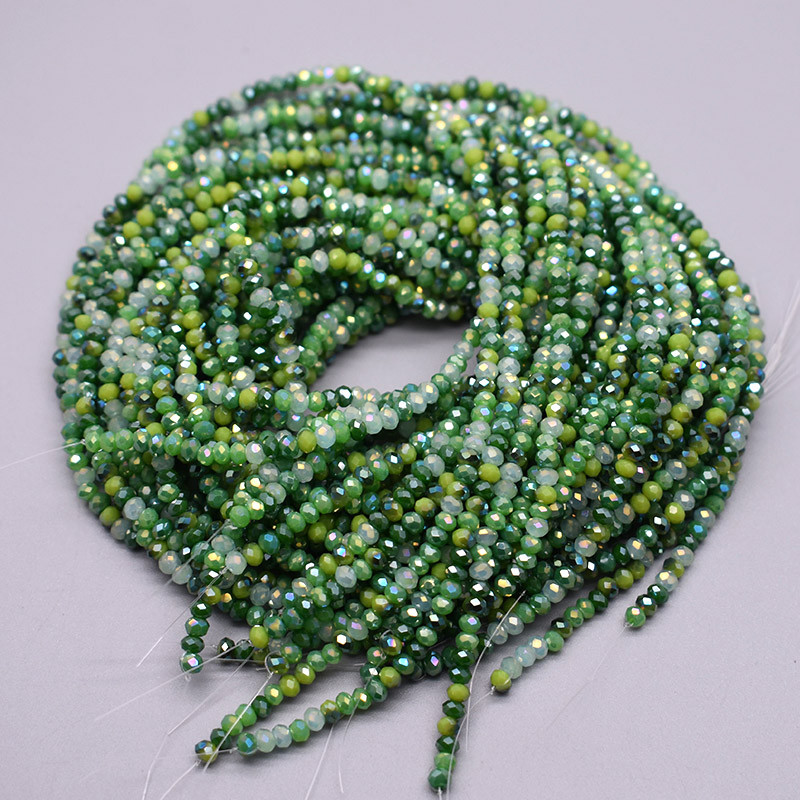 Rohelist värvi 2 mm rondelliga lihvitud kristallist klaashelmed lahtised vahehelmed ehete valmistamiseks DIY kaelakee käevõru
