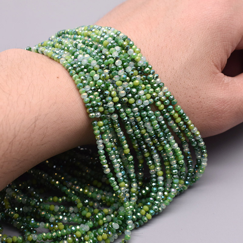 Rohelist värvi 2 mm rondelliga lihvitud kristallist klaashelmed lahtised vahehelmed ehete valmistamiseks DIY kaelakee käevõru