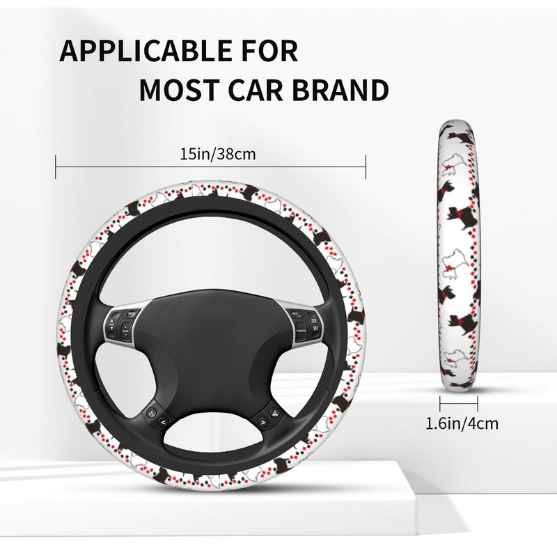 Scottie Dogs auto rooliratta kate 37-38 Pehme kingitus loomade koerte armastajatele rooliratta kaitsekate Auto autotarvikud
