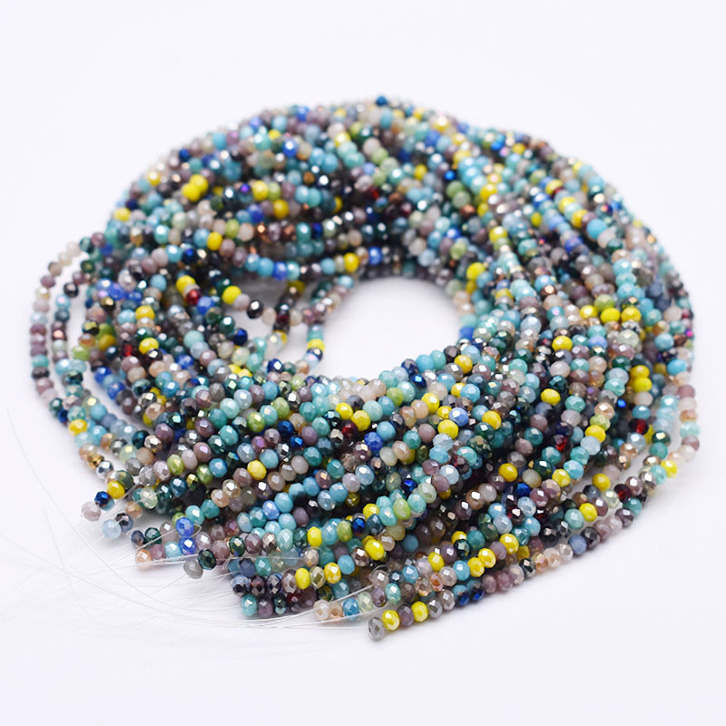 Kevadvärv 2mm Rondelle Shape Mix Color Hulgimüük Kristallklaashelmed Strand lahtised vahehelmed ehete valmistamiseks isetegemine
