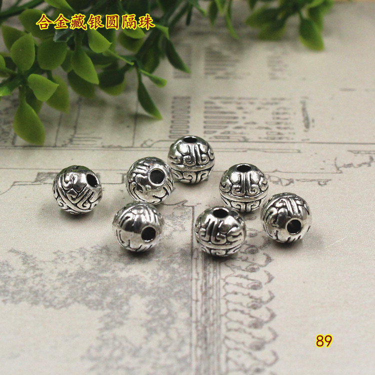 30 tk/partii Käsitsi valmistatud käevõru helmed aksessuaarid 7 mm ümmargused tiibeti hõbedased vahehelmed helmed ehete valmistamine dekoratiivvõlusid