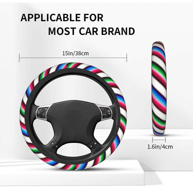 Navlaka za volan automobila meksičke boje duge 38 cm Boho Ethnic Lgbt Pride Yaoi Auto Štitnik za volan Šareni stil automobila