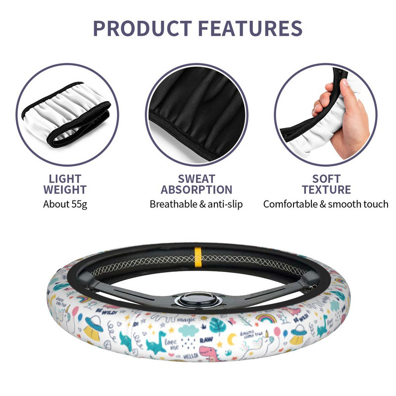 37-38 auto rooli kate Värvilised dinosaurused loomad armsad punutised rooli katte peal Auto stiilis autotarvikud