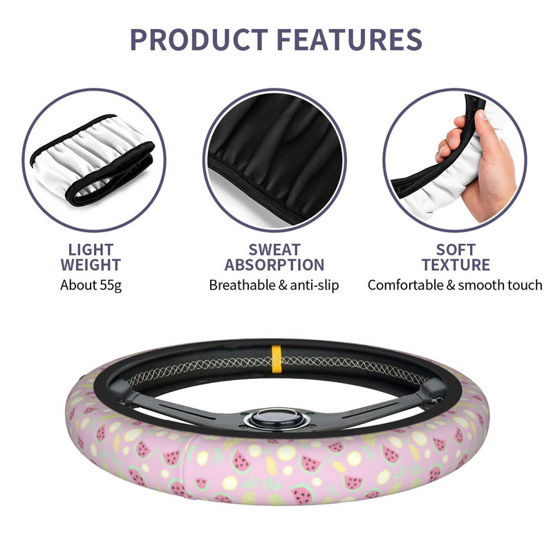 38 cm automobilio vairo dangtelis Mielas raštas elastingas vaisių pynimas ant vairo dangtelio Automobilio stilius Tinkami automobilio priedai