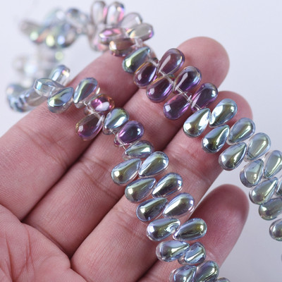 Κρυστάλλινο γυαλί 6x10mm Σχήμα δάκρυ Χαλαρά μενταγιόν μενταγιόν Χάντρες για την κατασκευή κοσμημάτων χειροτεχνίας DIY