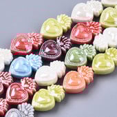 10 tk 16x10,5 mm väike taskulambi südamekujuline heleda glasuuriga portselanist lahtised helmed ehete valmistamiseks DIY käsitsi valmistatud käevõrud kaelakee