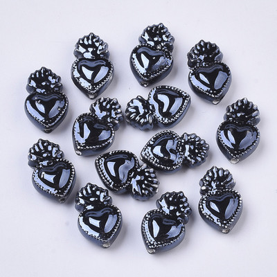 10 tk 16x10,5 mm väike taskulambi südamekujuline heleda glasuuriga portselanist lahtised helmed ehete valmistamiseks DIY käsitsi valmistatud käevõrud kaelakee