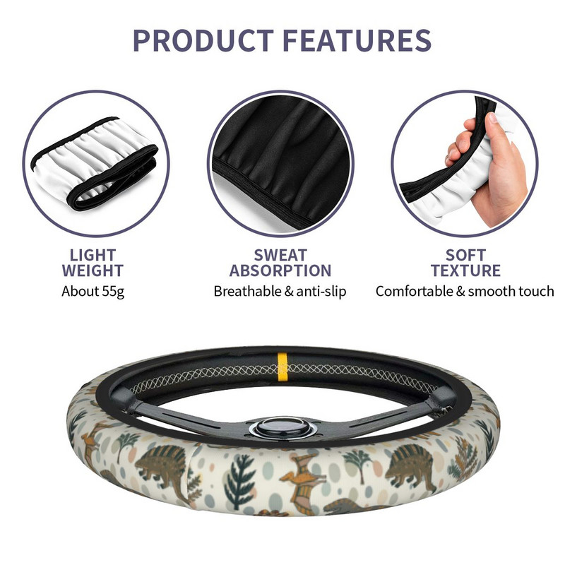 37-38 Automobilio vairo dangtelis Dinozauras Mielas gyvūnų pynė ant vairo dangtelio Automobilio apdaila Spalvingi automobilių priedai