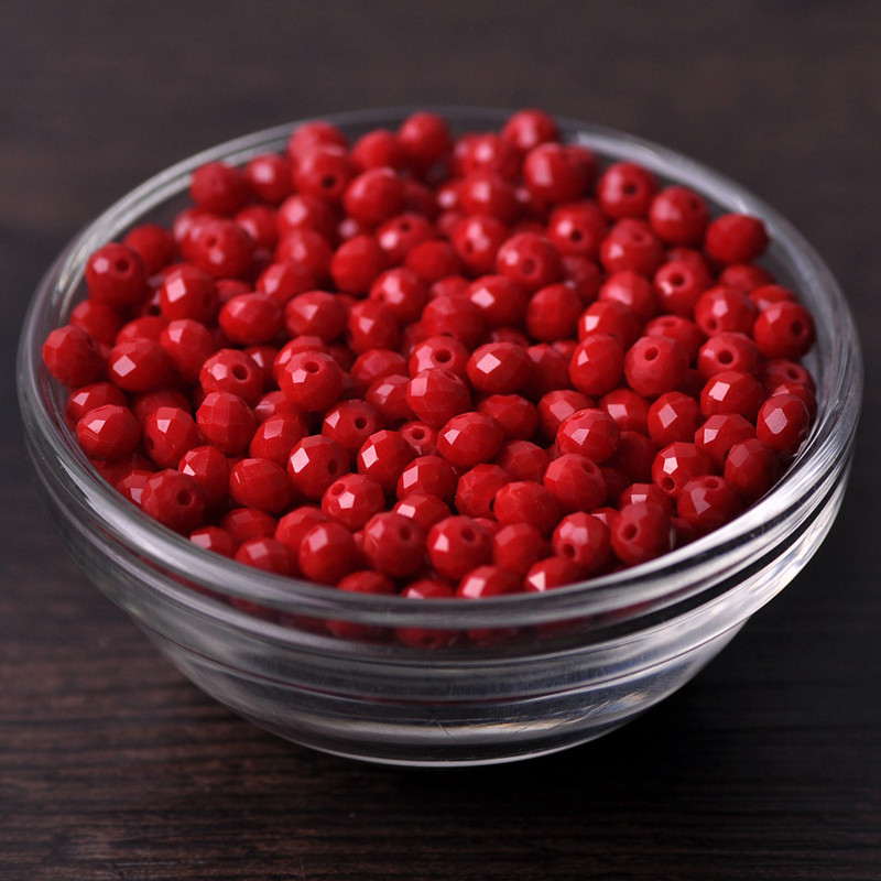 Rondelle lihvitud Tšehhi kristallklaas läbipaistmatu punane värv 3mm 4mm 6mm 8mm 10mm 12mm 14mm lahtised vahehelmed ehete valmistamiseks isetegemiseks