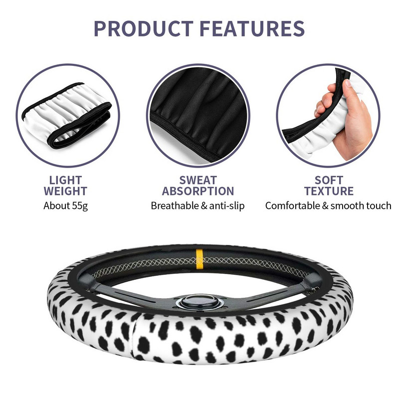 37-38 Vairo dangteliai Dalmatijos dėmės Dalmatijos šuo, gyvūnų mylėtojas, pynė ant vairo dangtelio Automobilių priedai