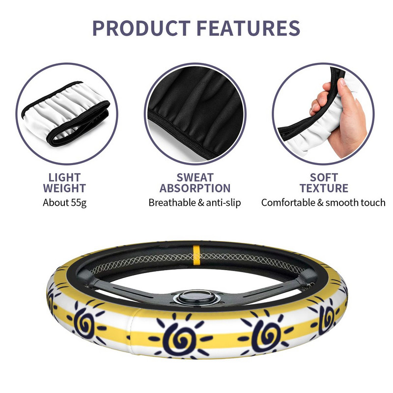 37-38 Καλύμματα τιμονιού Navy Nautical Anchor Braid στο κάλυμμα τιμονιού Διακόσμηση αυτοκινήτου Αξεσουάρ τιμονιού